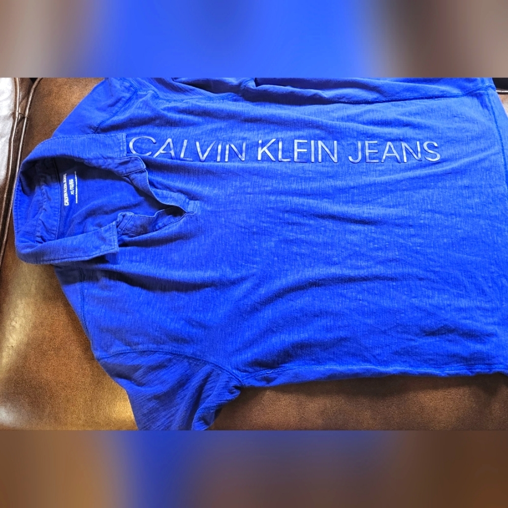 Royal Blue Calvin Klein Jeans Men's Polo Shirt XL